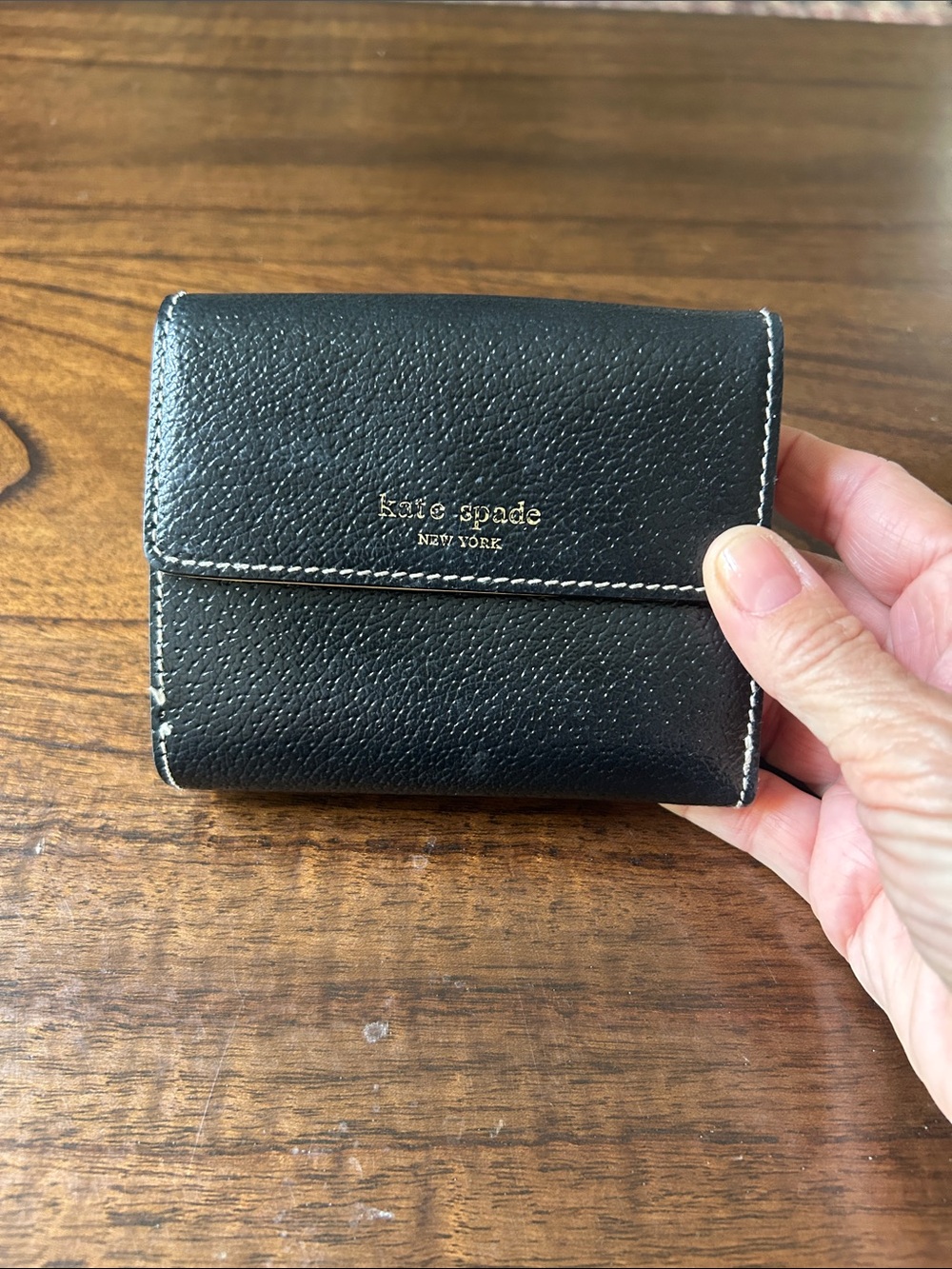 kate spade Black Leather Compact Card Holder Wallet